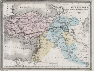 Azja Mniejsza, Armenia, Mezopotamia, Asyria i Syria w starożytności – płyta zaczerpnięta z „”Uniwersalnego Atlasu Geografii Starożytnej i Współczesnej dla Użytkowania Szkół Mieszkalnych”” autorstwa Vuillemina – ca. 1845