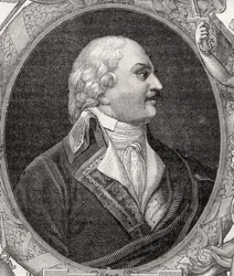 Auguste-Henri-Marie-Picot, markiz de Dampierre, grawerowane przez Stephane Pannemakera (1847-1930) z „Histoire de la Revolution Francaise” Louisa Blanca (1811-82)