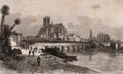 Auxerre - Bourgogne-Franche-Comte - rycina w „La France illustrée: geografia, historia, administracja statystyczna” autorstwa V.A. Malt-Browna. 1884