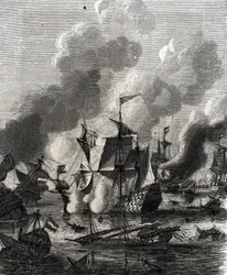 Bitwa pod Lagos była bitwą morską podczas wojny dziewięcioletniej w dniu 27 czerwca 1693 (rycina)