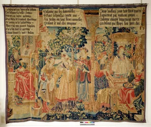 Benigne de Cirey i Susanna Bathing, lewy panel z Historii Susanna