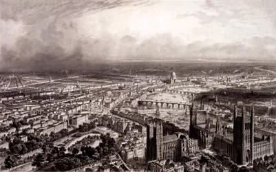 Widok z lotu ptaka na Londyn, ok. 1840-55