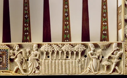 Ramka tablicy do tryktraka przedstawiająca parę kochanków, 1415