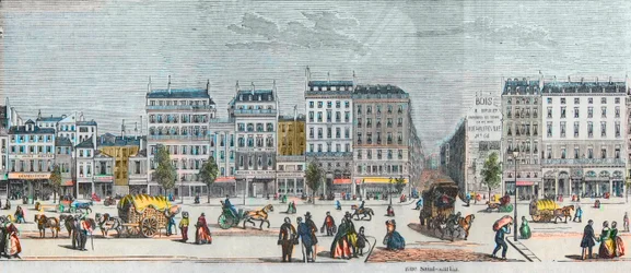Boulevard Saint-Denis strona południowa - Rue Saint Martin - Grawerowanie w „Tableau-de-Paris” autorstwa Edmonda Texiera 1852