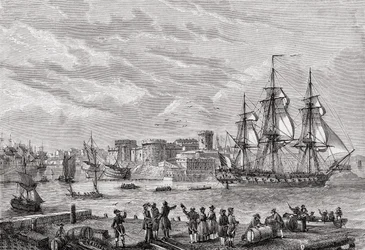 Brześć w 1791 r., ryty przez Le Bretona, z „Histoire de la Revolution Francaise” Louisa Blanca (1811-82)