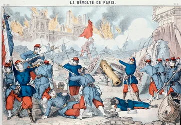 Spalenie i zniszczenie paryskiego ratusza przez komunistów, maj 1871 r. (odbitka z Epinal)