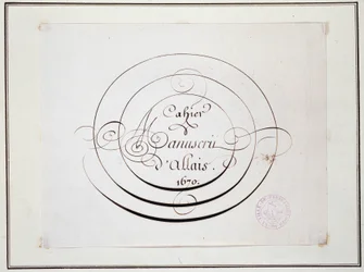Kaligrafia: fragment rękopisu z 1670 r. autorstwa Jeana Baptiste Alais de Beaulieu fils, „” Notatnik rękopisu Alais