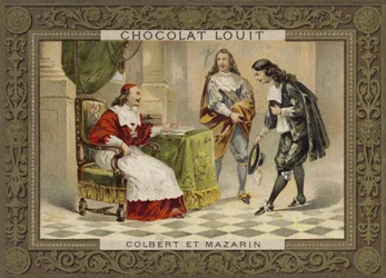 Kardynał Mazarin i Jean-Baptiste Colbert, francuscy mężowie stanu, XVII wiek