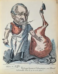 Karykatura Napoleona III (1808-73) jako rzeźnika koni podczas oblężenia Paryża, 1870
