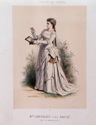 Carolyne Carvalho (1827-1895) francuska sopran w wykonaniu Margherity w Fauście Charlesa Gounoda (1818-1893)