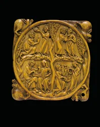 Rzeźbiona obudowa lusterka, Paryż, ok. 1310-20