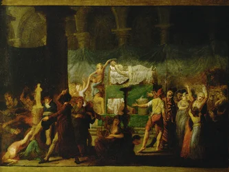 Katafalk Jean-Paula Marata po jego zabójstwie przez Charlotte Corday ...