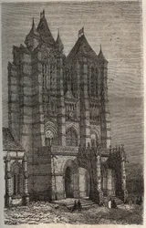 Cathedrale Notre-Dame de Noyon w Oise, Pikardia - grawerowanie w „Histoire de France” autorstwa Victora Duruy (1811-1894) - 1882