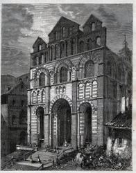 Katedra Matki Bożej Zwiastowania w Puy en Velay (Puy-en-Velay) - rycina w „La France illustrée: geografia, historia, administracja statystyczna” autorstwa V.-A. Słodowy Brąz. 1884