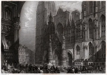 Katedra w Rouen. (grafika, ok. 1850)