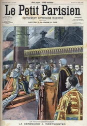 Ceremonia koronacyjna w Westminsterze: król Edward VII (1841-1910) i Aleksandra Duńska (1844-1925), w „Le Petit Parisien”