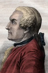 Charles de La Condamine (1701-1774) Francuski odkrywca i naukowiec - Portret Charlesa Marie de La Condamine (1701-1774), odkrywcy i francuskiego naukowca - ilustracja zaczerpnięta z „Wielkich Marynarzy XVIII wieku”