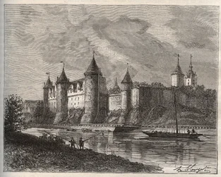 Chateau de Josselin - Morbihan en Bretagne - rycina w „La France illustree: geografia, historia, administracja statystyczna” autorstwa V.A. Słodowo-Brązowy. 1884