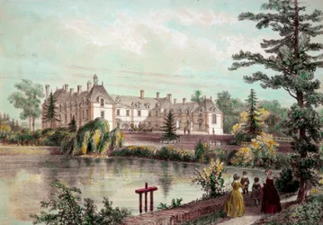 Chateau de la Loire: Widok na Chateau de la Seilleraye w Carquefou (Loire Atlantique). Druki z XIX-wiecznej kolekcji prywatnej