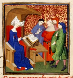 Christine instruuje, MS Harley 4431, f.259v, Francja, c.1410-14 (kolor na pergaminie)
