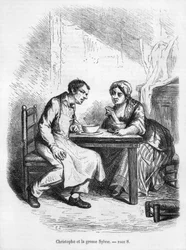 Christophe i Gruba Sylvie, ilustracja z "Le Pere Goriot" Honore de Balzac (1799-1850)