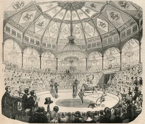 Cirque national des Champs Elysees w XIX wieku - Grawerowanie w „Tableau-de-Paris” autorstwa Edmonda Texiera 1852