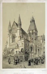 Klif, portal kościoła św Gervais (św. Gervais) - litografia