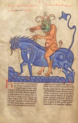 Dorsz. Guelfa. 1 Gud. łac. 41V, Szatan na Behemocie, z Liber Floridus Lamberta de Saint-Omer c.1120