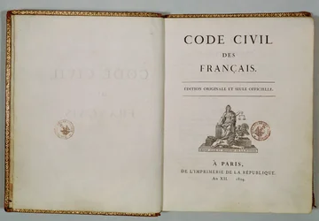 Code Civil, otwarty na stronie tytułowej, 1804