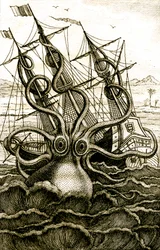 Kolosalna ośmiornica, ok. 1802 r. (rycina)