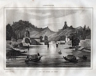 Como - Jezioro Como - Jezioro Come - Grawer z „” Malownicze Włochy”” autorstwa M. de Norvins, Ch. Nodier 1834-1836.