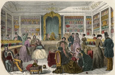 Cukiernia w Paryżu w XIX wieku - Grawerowanie w „Tableau-de-Paris” autorstwa Edmonda Texiera 1852