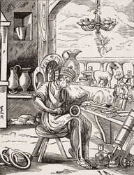 Miedzioryt, reprodukcja drzeworytu Josta Ammana (1539-91) z książki "Le Moyen Age et La Renaissance" Paula Lacroix (1806-84) wydanej w 1847 r. (lito)