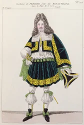 Kostium noszony przez aktora Perriera w Le Misanthrope Moliera (1622-73)