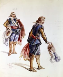 Kostiumy dla Ruy Blas Victora Hugo. Rysunek Alberta z 1872 r. Maison Victor Hugo, Paryż.