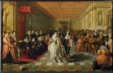 Bal dworski w Palais du Louvre z okazji ślubu Anne, Duc de Joyeuse ...
