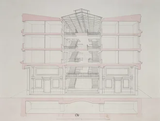 Przekrój domu na osiedlu Napoleona, 58 rue Rochechouart, Paryż, 1849
