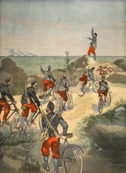 Serwis rowerowy wzdłuż wybrzeża Kuby, ilustracja z Le Petit Journal: Supplement illustre, 1898