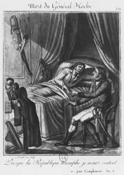 Śmierć generała Louisa Lazare Hoche 19 września 1797 r., sztychowana przez Labrousse