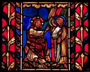 Przedstawiający Chrystusa z aniołami (po Kuszeniu?), ex Katedra w Troyes
