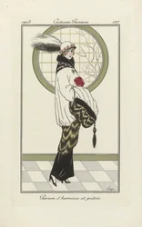 Projekt zespołu łasiczek i polek, z Costumes Parisien, wyd. 1913 (druk pochoir)
