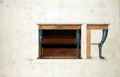 Projekt stołu konsolowego Directoire, ok. 1795 (pióro i atrament z akwarelą na papierze)