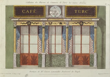 Projekt elewacji Cafe Turc, z serii przedstawiającej najlepiej zdobione budynki handlowe w Paryżu, ok.1810