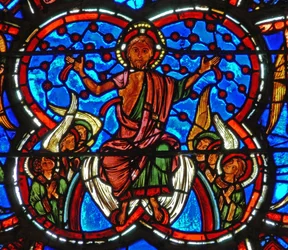 Fragment okna przedstawiający Sąd Ostateczny: Chrystus