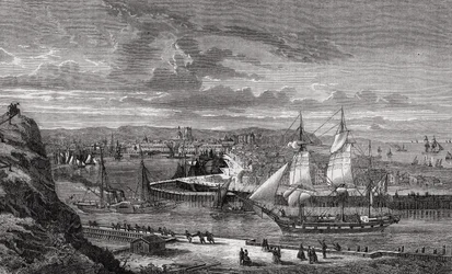 Dieppe w XVIII wieku, z „Histoire de la Revolution Francaise” Louisa Blanca (1811-82)