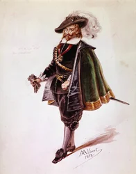 Kostium Don Salluste dla Ruy Blas Victora Hugo. Rysunek Alberta z 1872 r. Maison Victor Hugo, Paryż.