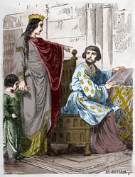 Dynastia Kapetów: Konstancja z Arles (986-1032), królowa Francji, z Robertem II Pobożnym (972-1031).