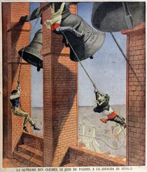 Dzwonek wielkanocny dzwoniący w Giraldzie w Sewilli, ilustracja na okładkę do Le Petit Journal, 19 kwietnia 1908