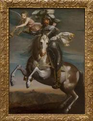 Portret konny Ludwika XIII (1601-1643). Malarstwo około 1630. Art francais XVII wiek. Musee des Beaux Arts de Rouen.