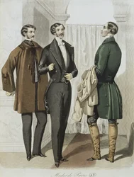 Suknia wieczorowa, ilustracja z Le Journal des Tailleurs, 16.02.1851 (kolor grawerowany)